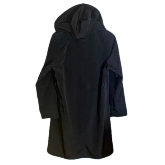 Vintage Gallery Black Hooded Rain Trench Coat Small - Picture 5 of 15